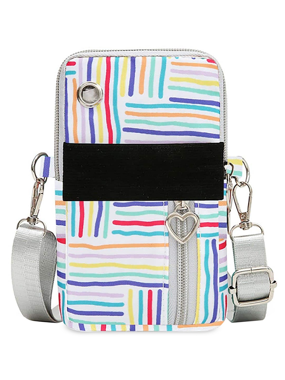 

SYGA Leather Striped Structured Sling Bag, White
