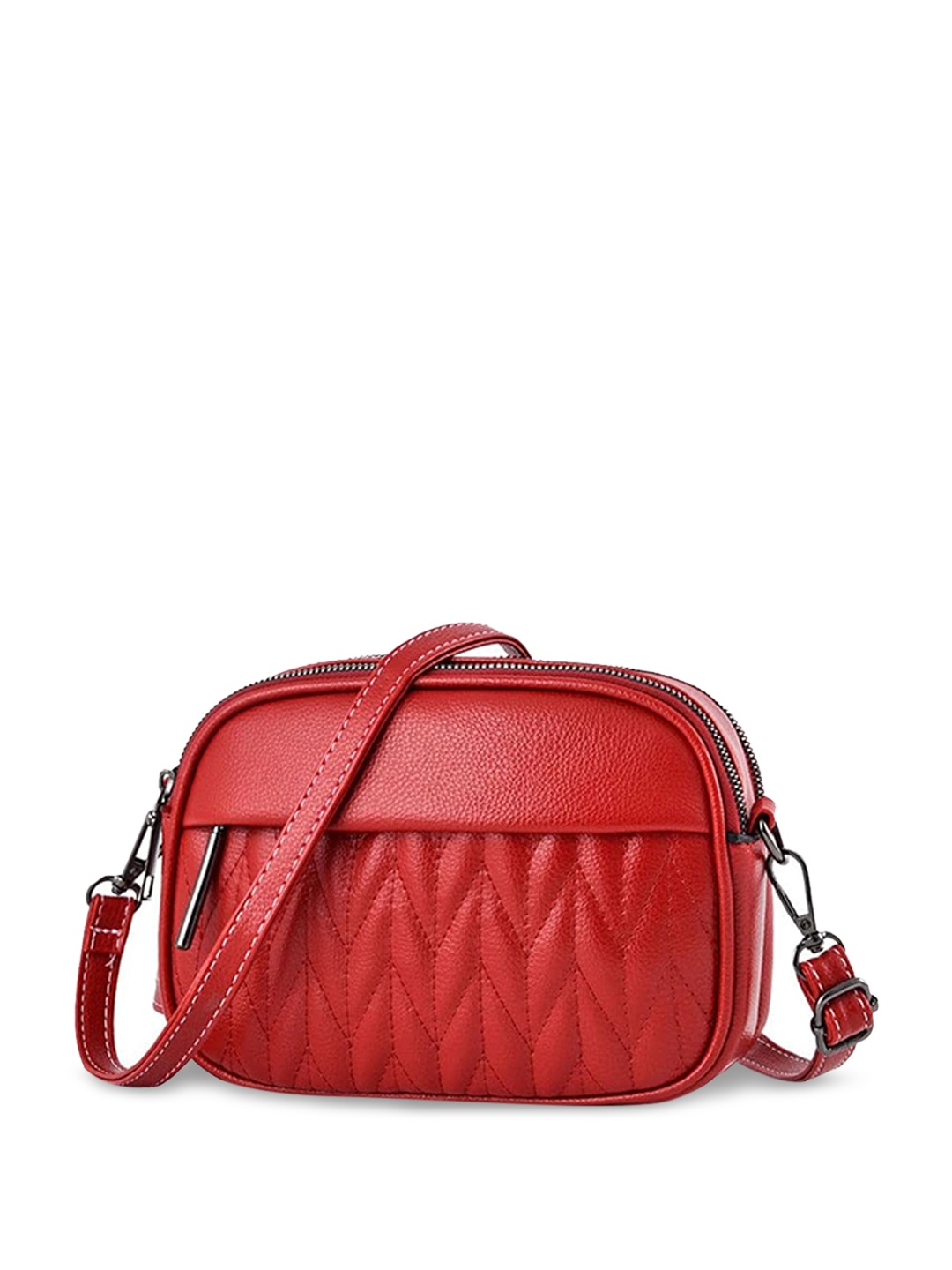 

SYGA Textured Leather Structured Sling Bag, Red