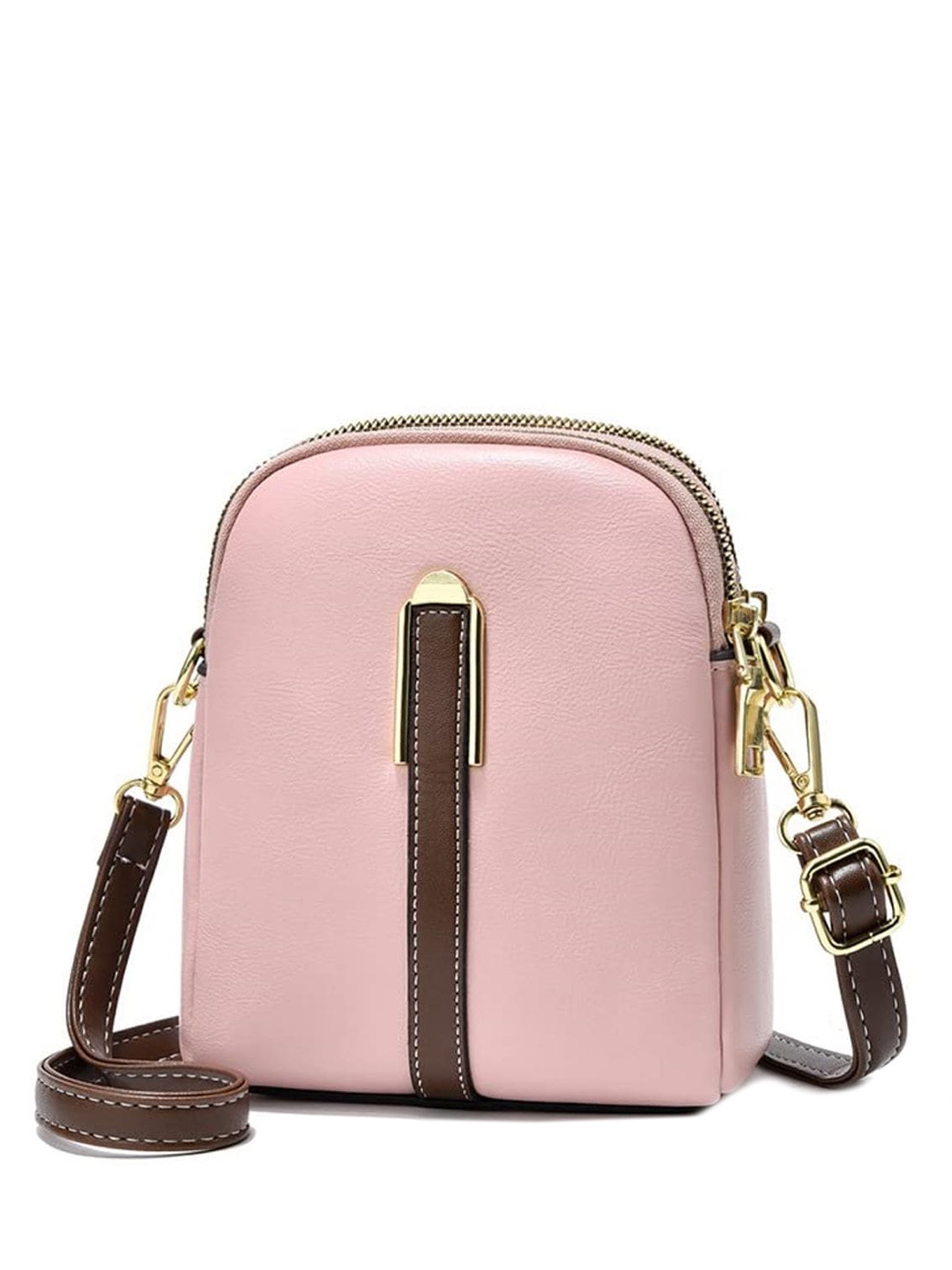 

SYGA Leather Structured Sling Bag, Pink
