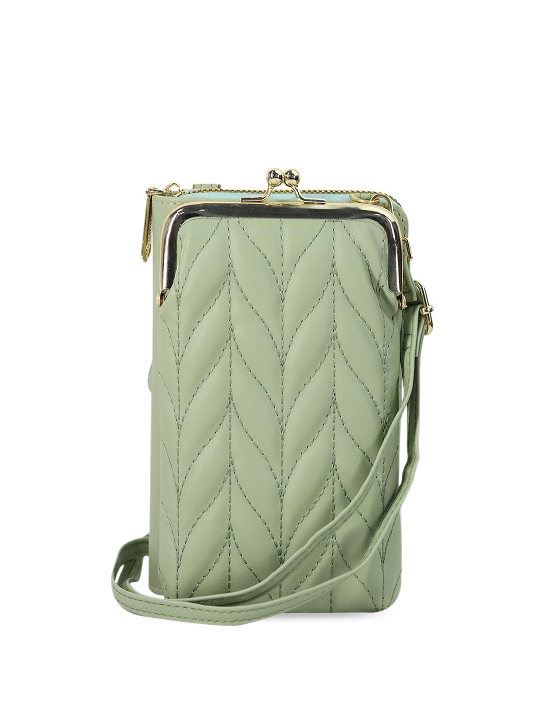 

SYGA Textured Quilted Structured Sling Bag, Green