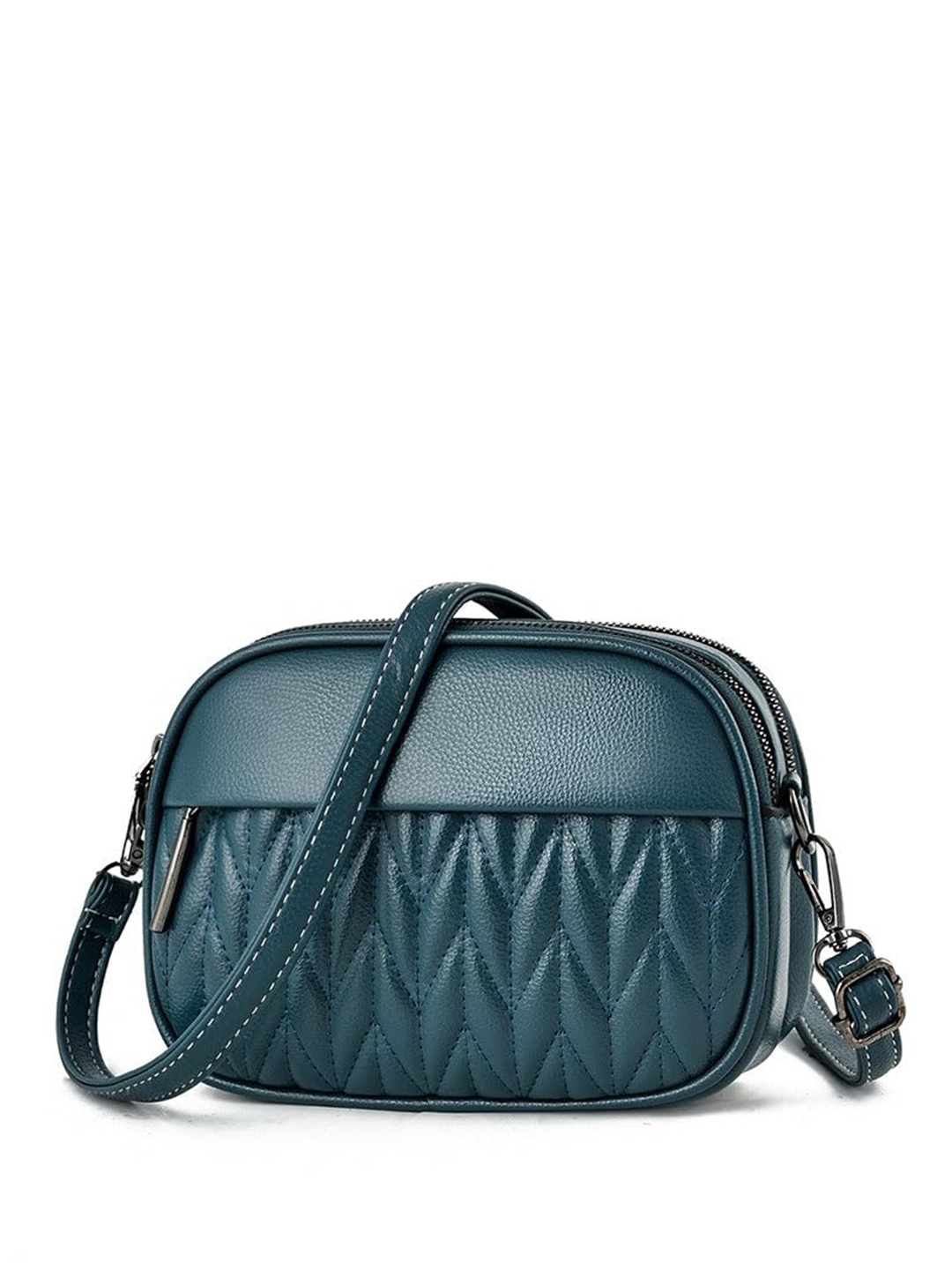 

SYGA Textured Quilted Structured Sling Bag, Blue