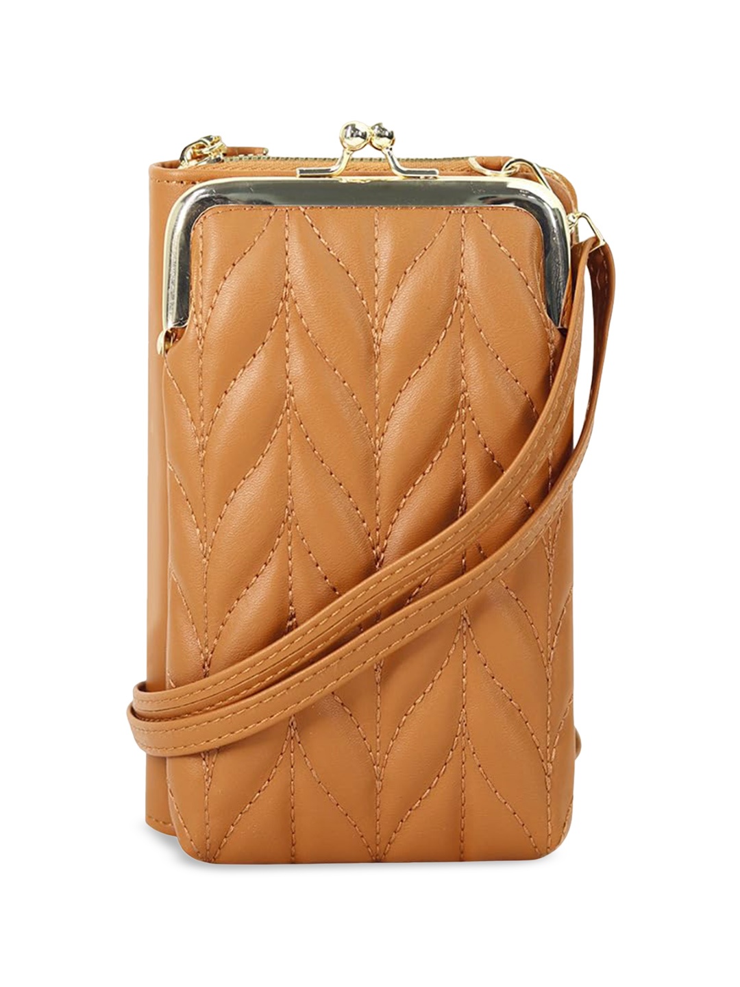 

SYGA Textured Quilted Structured Sling Bag, Brown