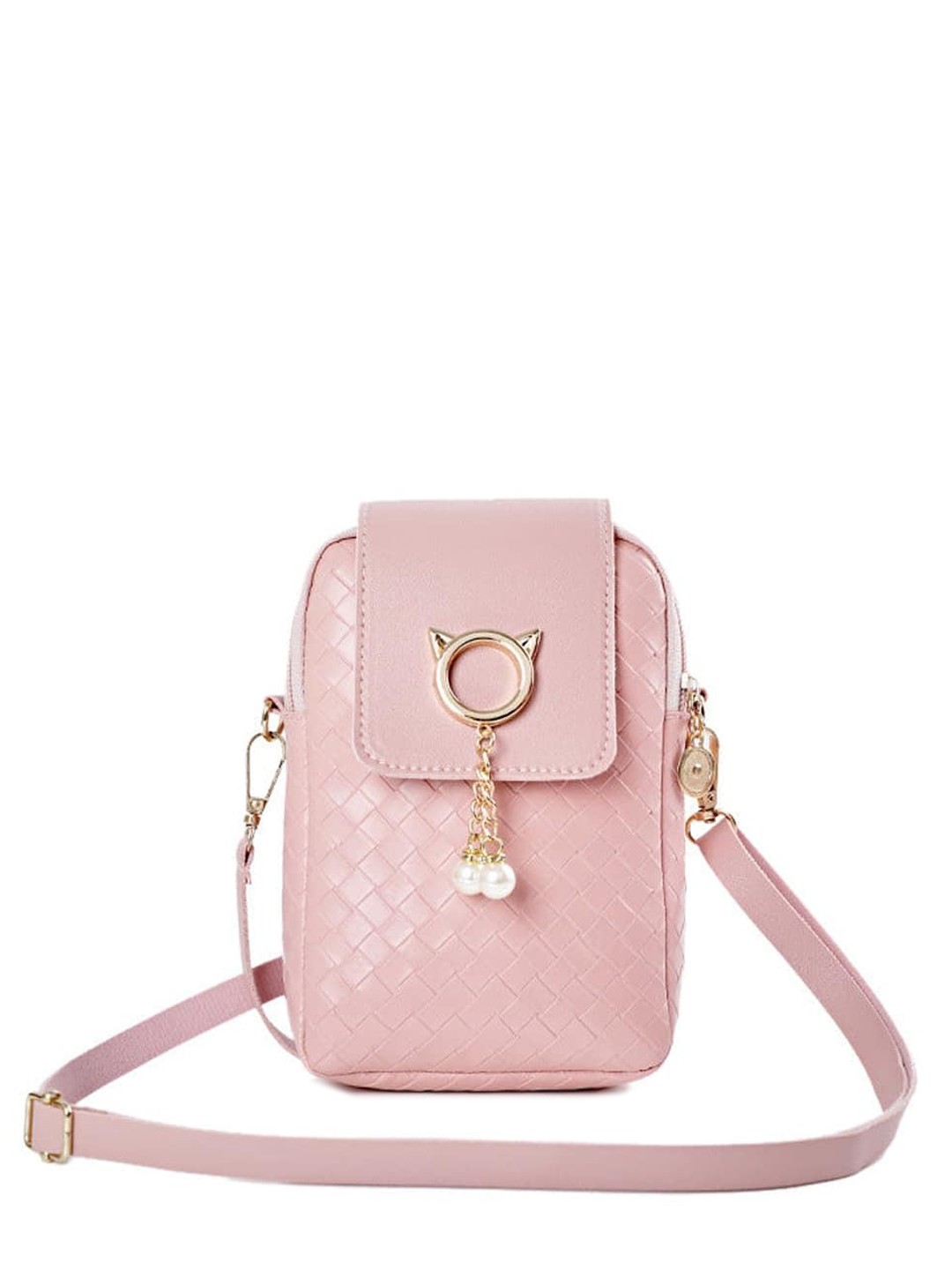 

SYGA Zip Detail Leather Sling Bag, Pink