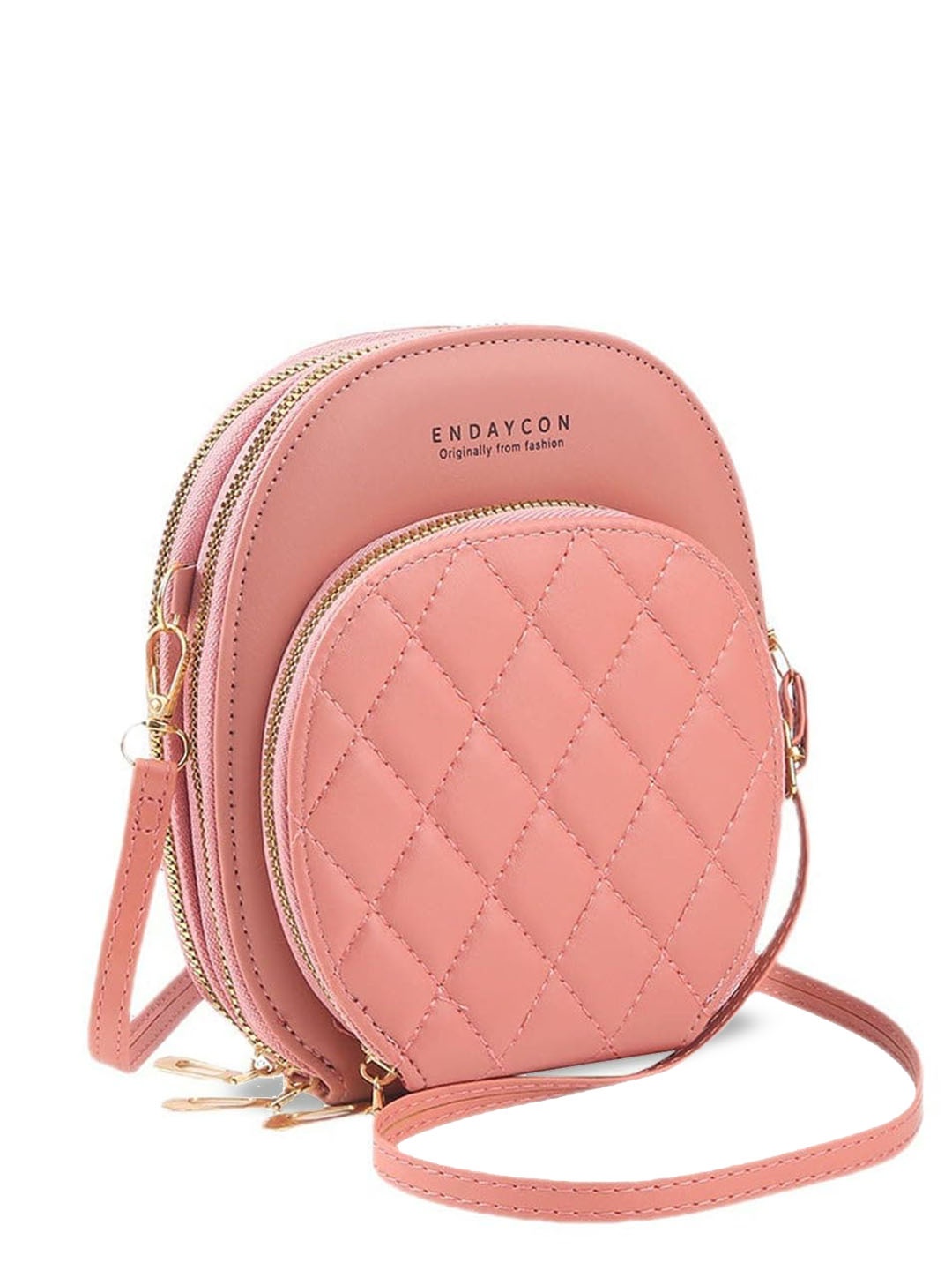 

SYGA Leather Structured Sling Bag with Quilted, Pink