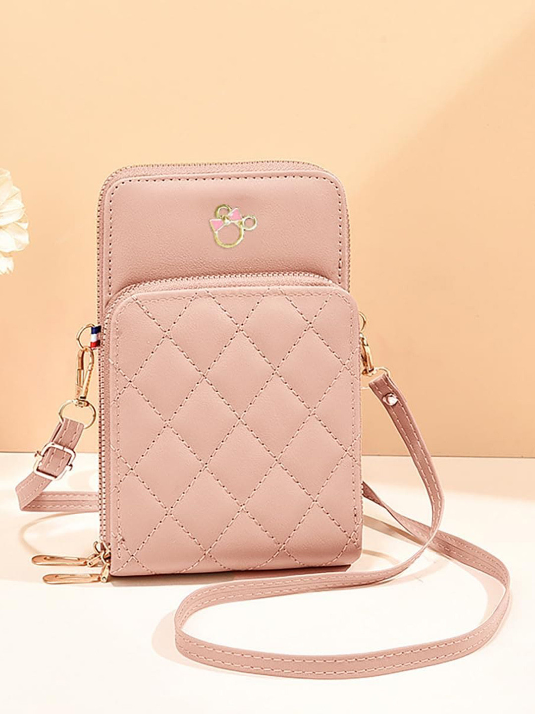 

SYGA Leather Structured Sling Bag with Quilted, Pink