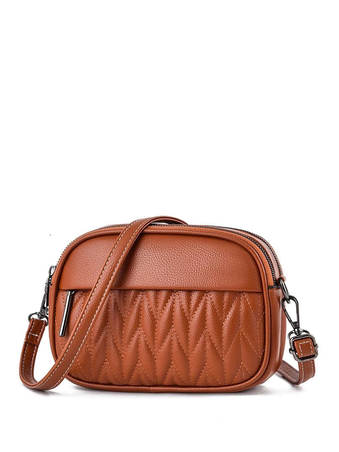 

SYGA Textured Structured Sling Bag, Brown