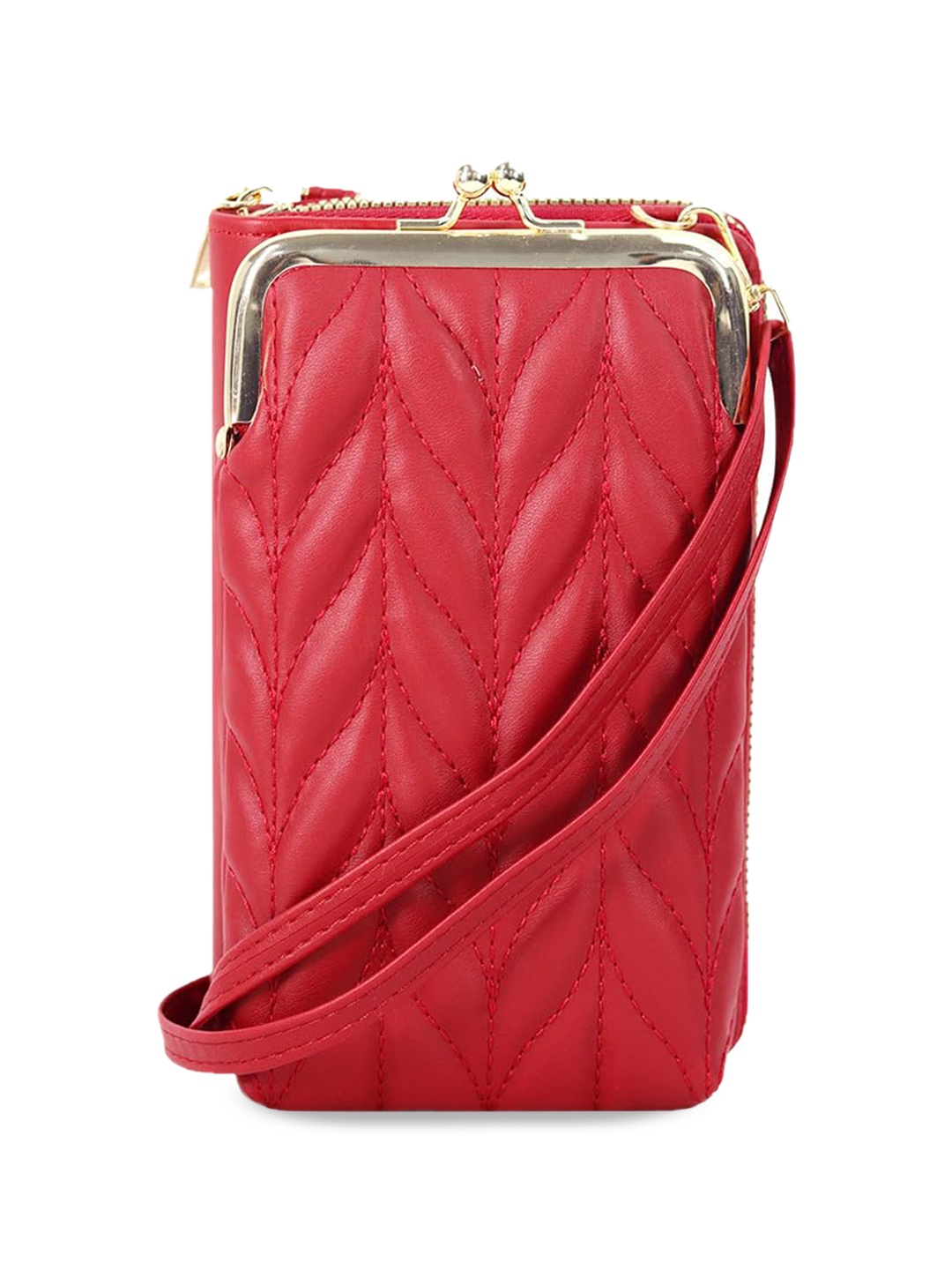 

SYGA Leather Structured Sling Bag With Quilted, Red