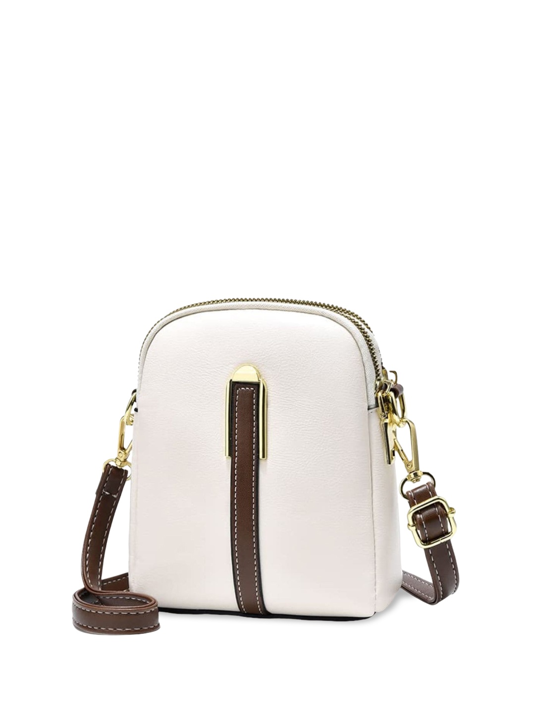 

SYGA Leather Half Moon Sling Bag, White