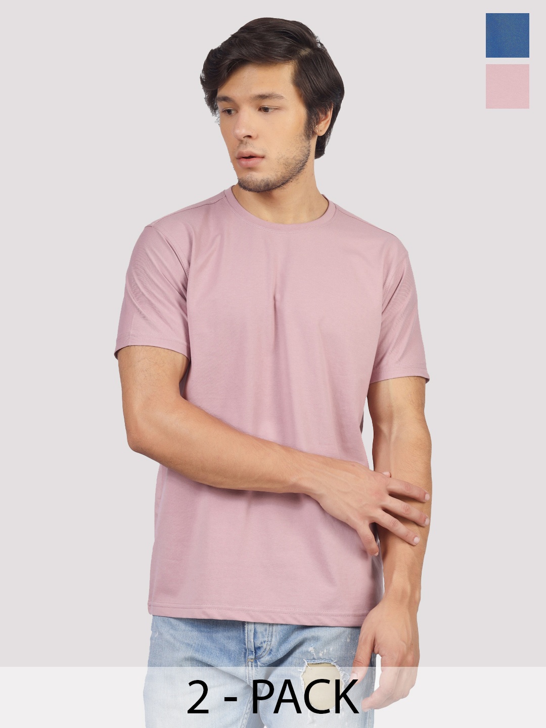

Greylongg Pack of 2 Round Neck Short Sleeves T-shirts, Purple