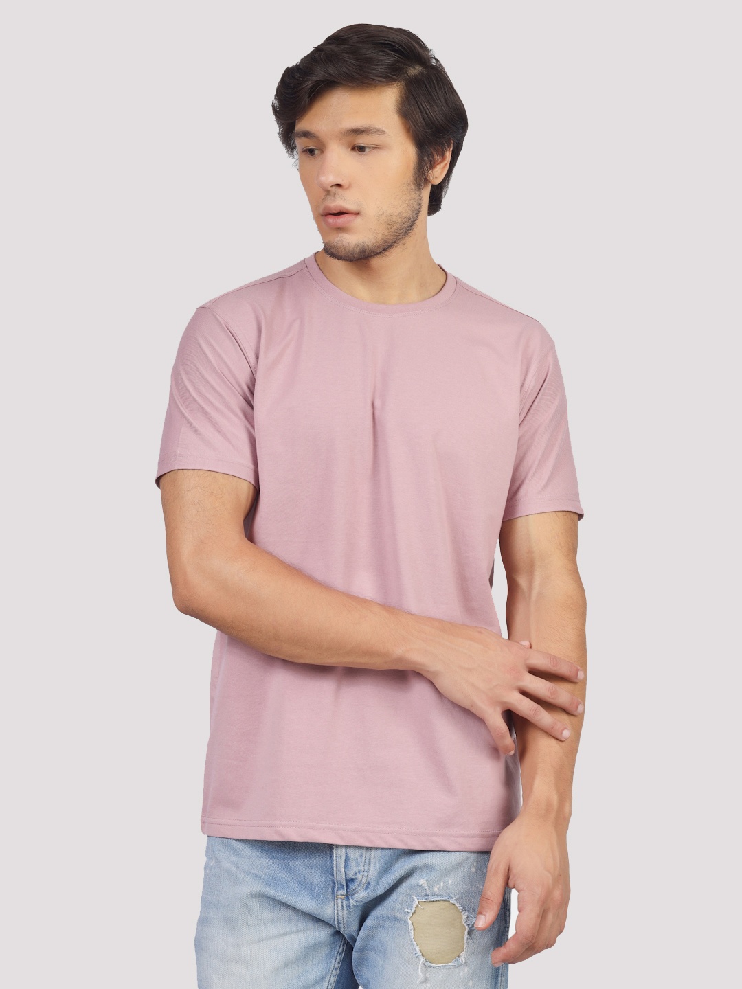 Greylongg Pack Of 2 Yorksteadd 2075 Round Neck Short Sleeves T-shirts, Purple