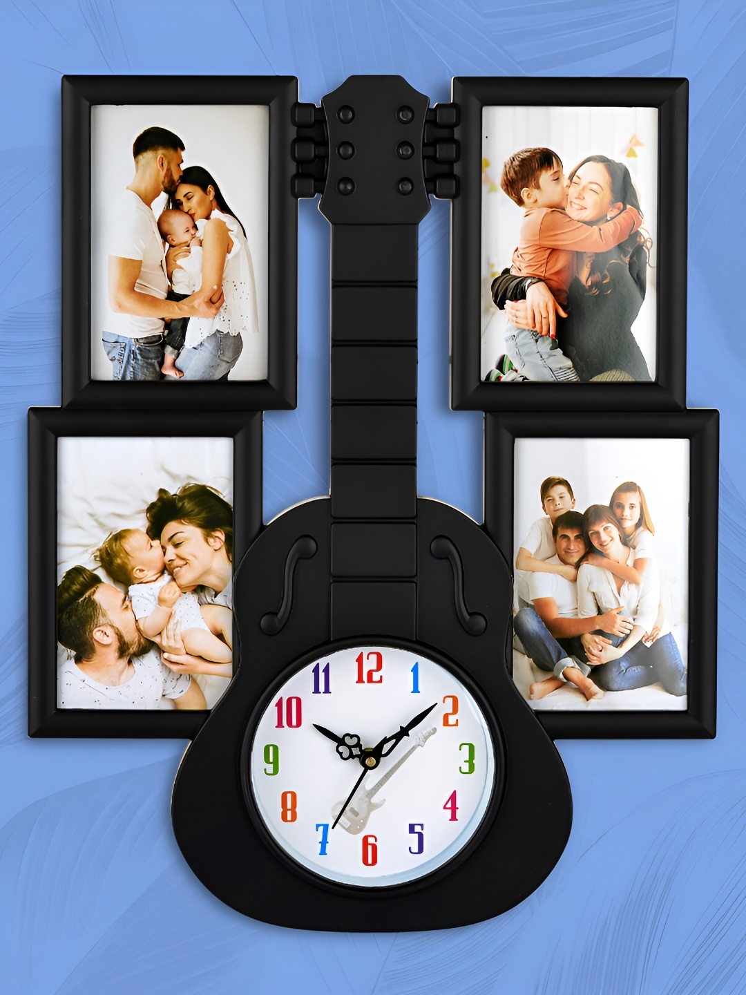 

Attractionz Black Round Shaped Textured Guitar Photo Frame Contemporary Wall Clock