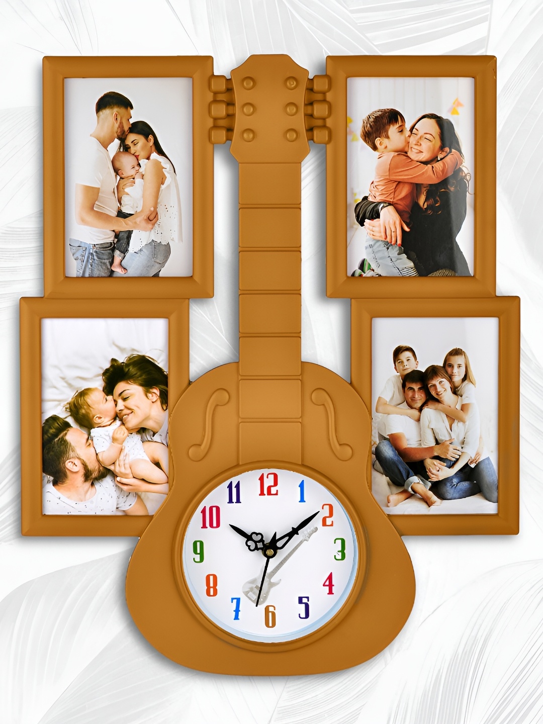 

Attractionz Beige Round Shaped Textured Guitar Photo Frame Contemporary Wall Clock