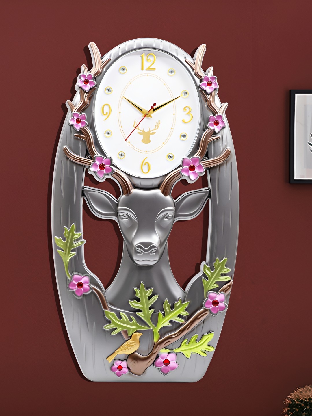 

Attractionz Grey Round Contemporary Deer Design Wall Clock