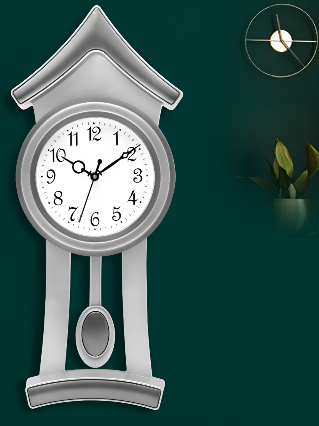 

Attractionz Grey Round Contemporary Pendulum Wall Clock