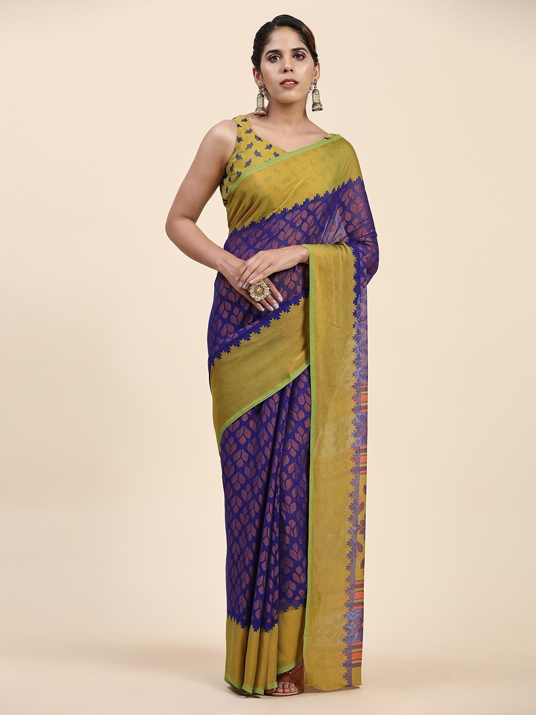 

Sitanjali Ethnic Motifs Printed Pure Georgette Saree, Blue