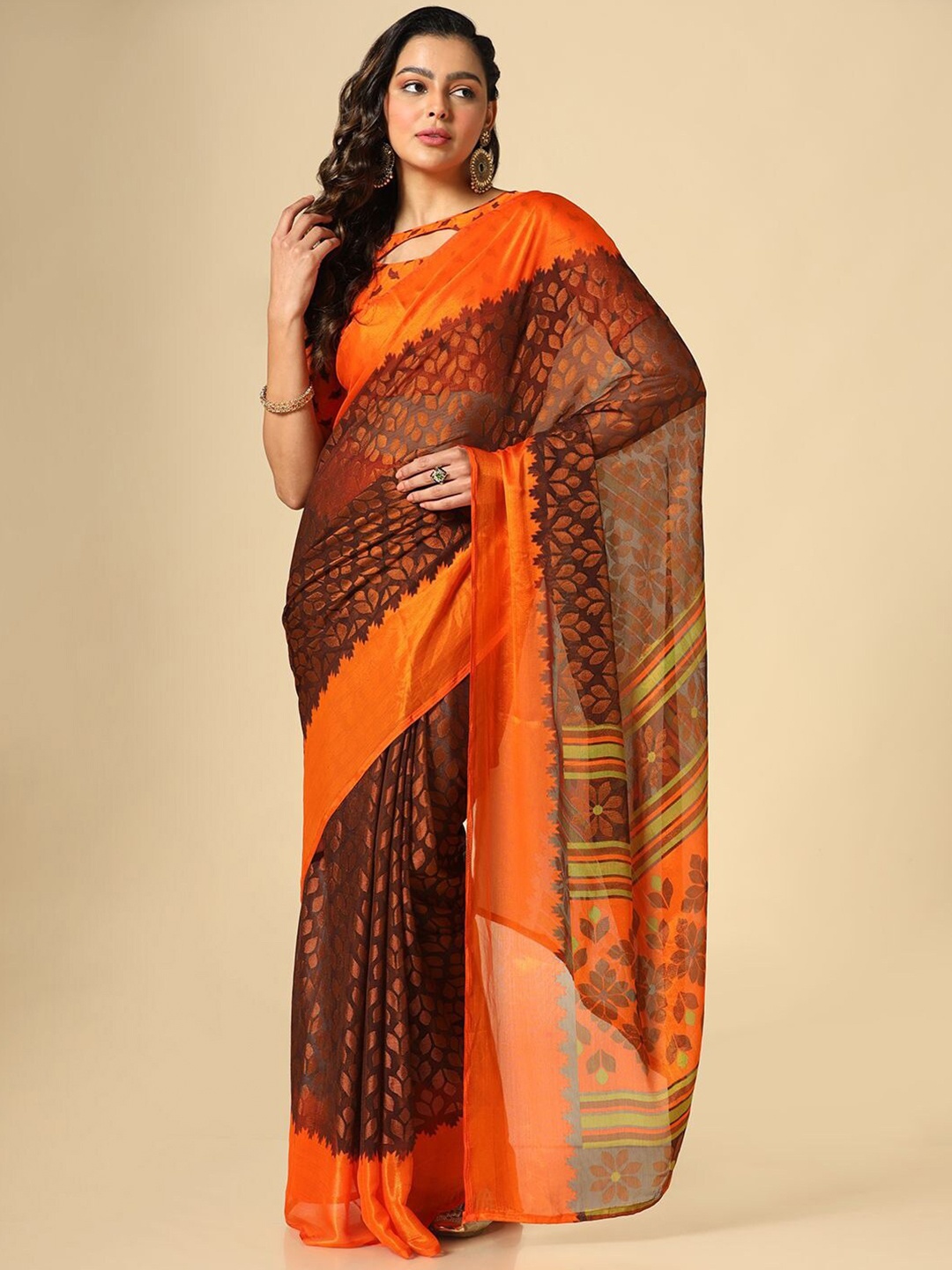 

Sitanjali Ethnic Printed Pure Georgette Saree, Black