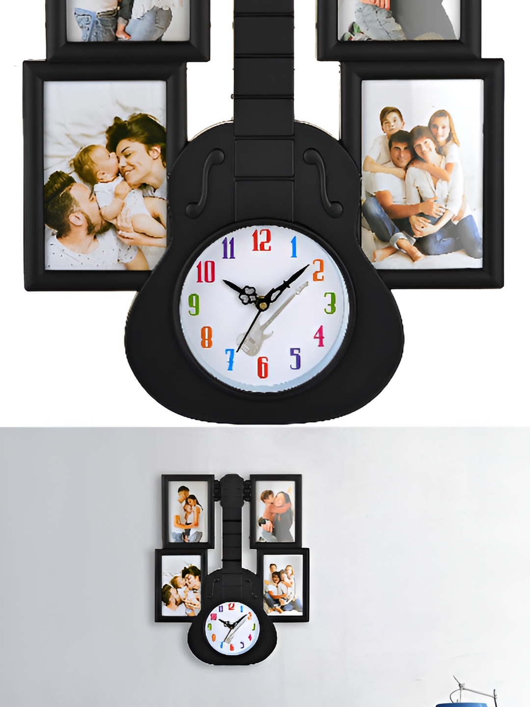 

Attractionz Black Round Shaped Contemporary Analogue Wall Clock With Photo Frame