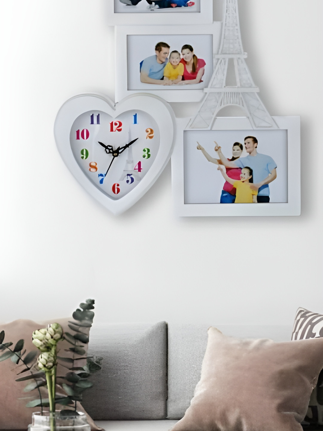 

Attractionz White & Red Heart Shaped Contemporary Analogue Wall Clock With Photo Frame