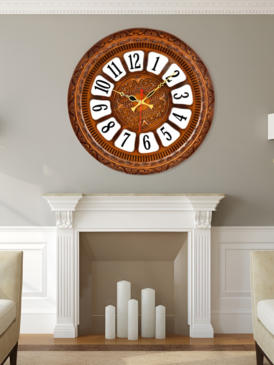 

Attractionz White & Brown Round Shaped Contemporary Analogue Wall Clock
