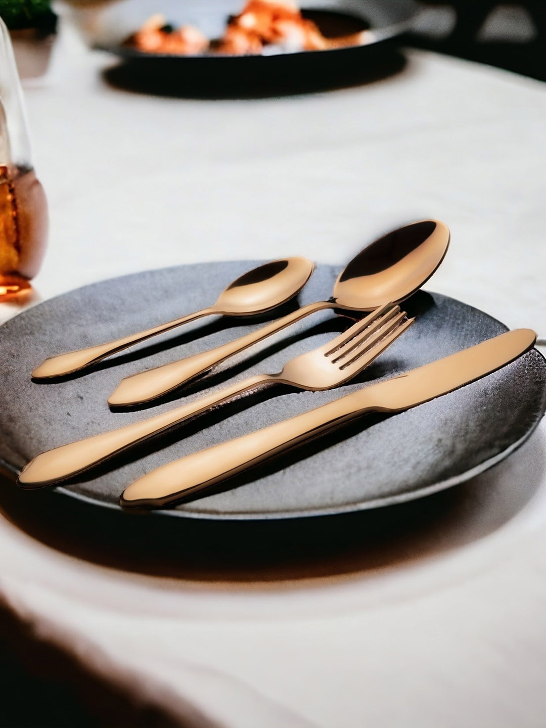 

FNS 24 Pieces Rose gold Steel Mixed Cutlery Sets, Copper