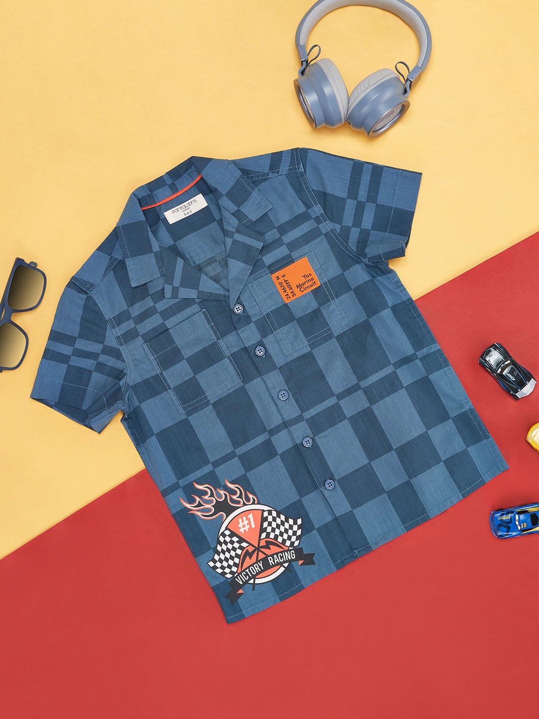 

Pantaloons Junior Boys Printed Pure Cotton Casual Shirt, Blue