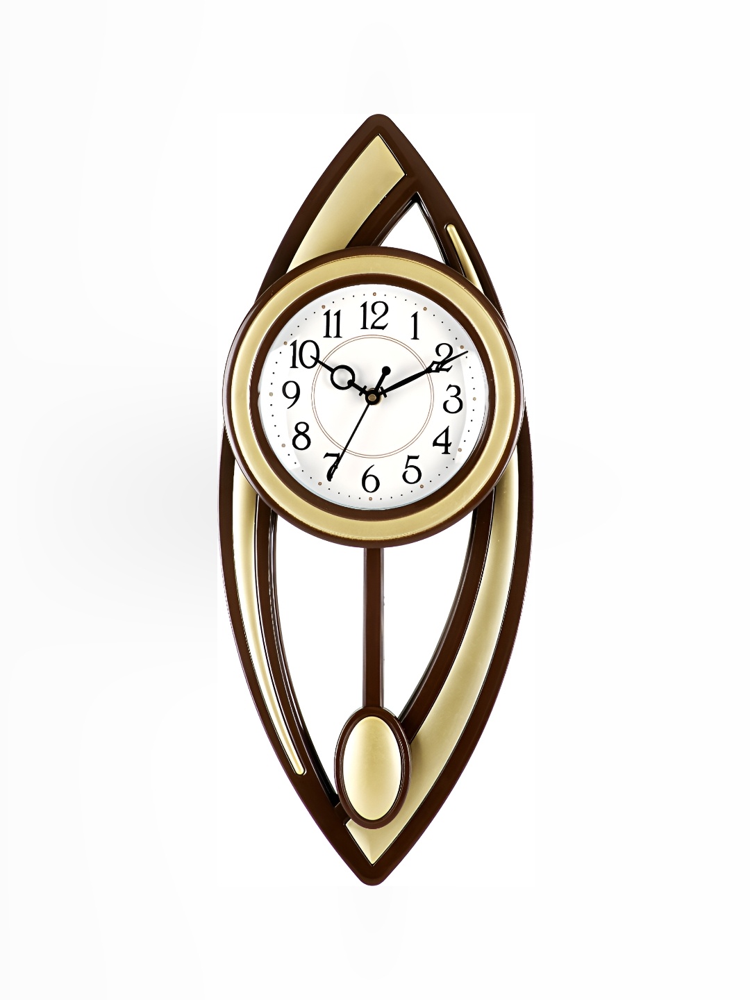 

Attractionz Gold-Toned Round Contemporary Pendulum Wall Clock