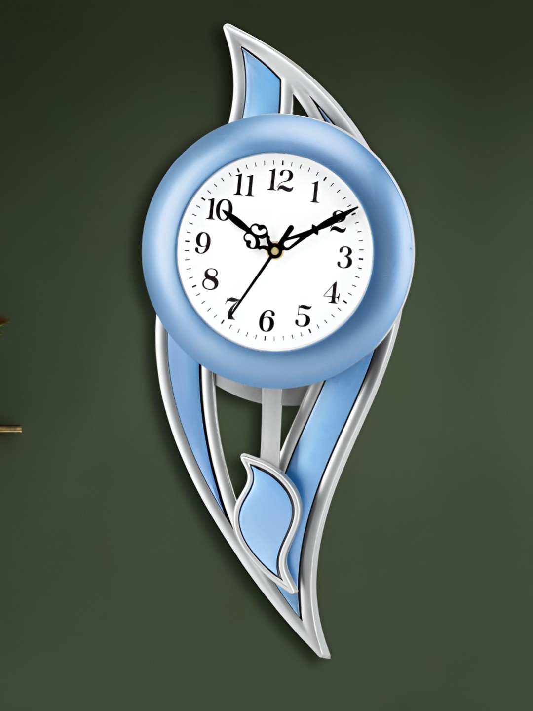 

Attractionz Blue Round Contemporary Pendulum Wall Clock
