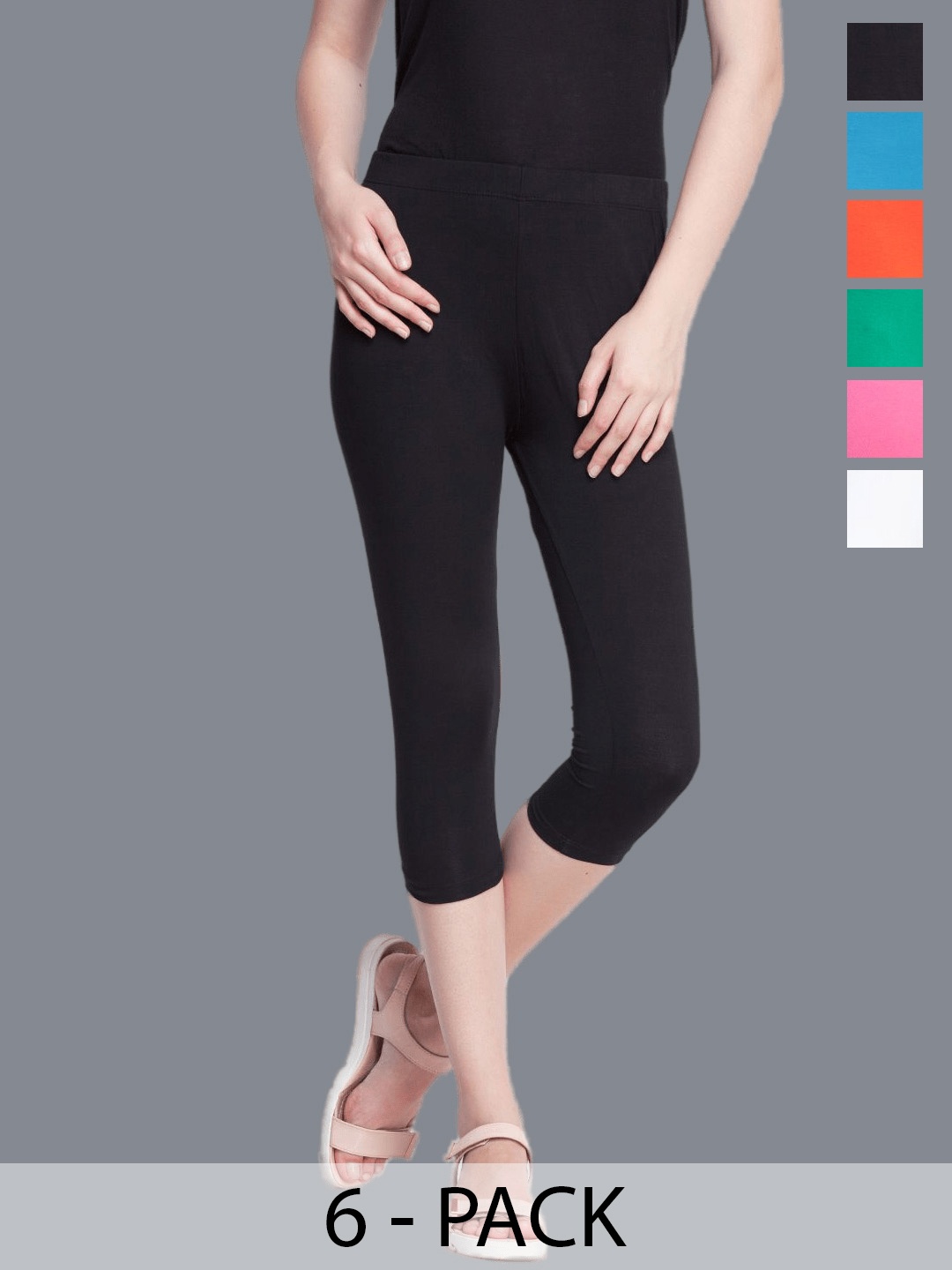 

Dollar Missy Women Pack Of 6 High-Rise Capris, Black