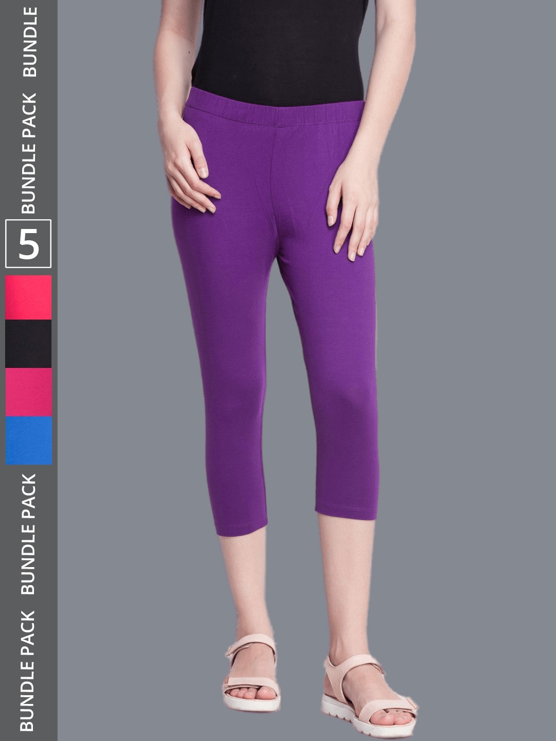 

Dollar Missy Pack Of 5 High-Rise Capris, Purple