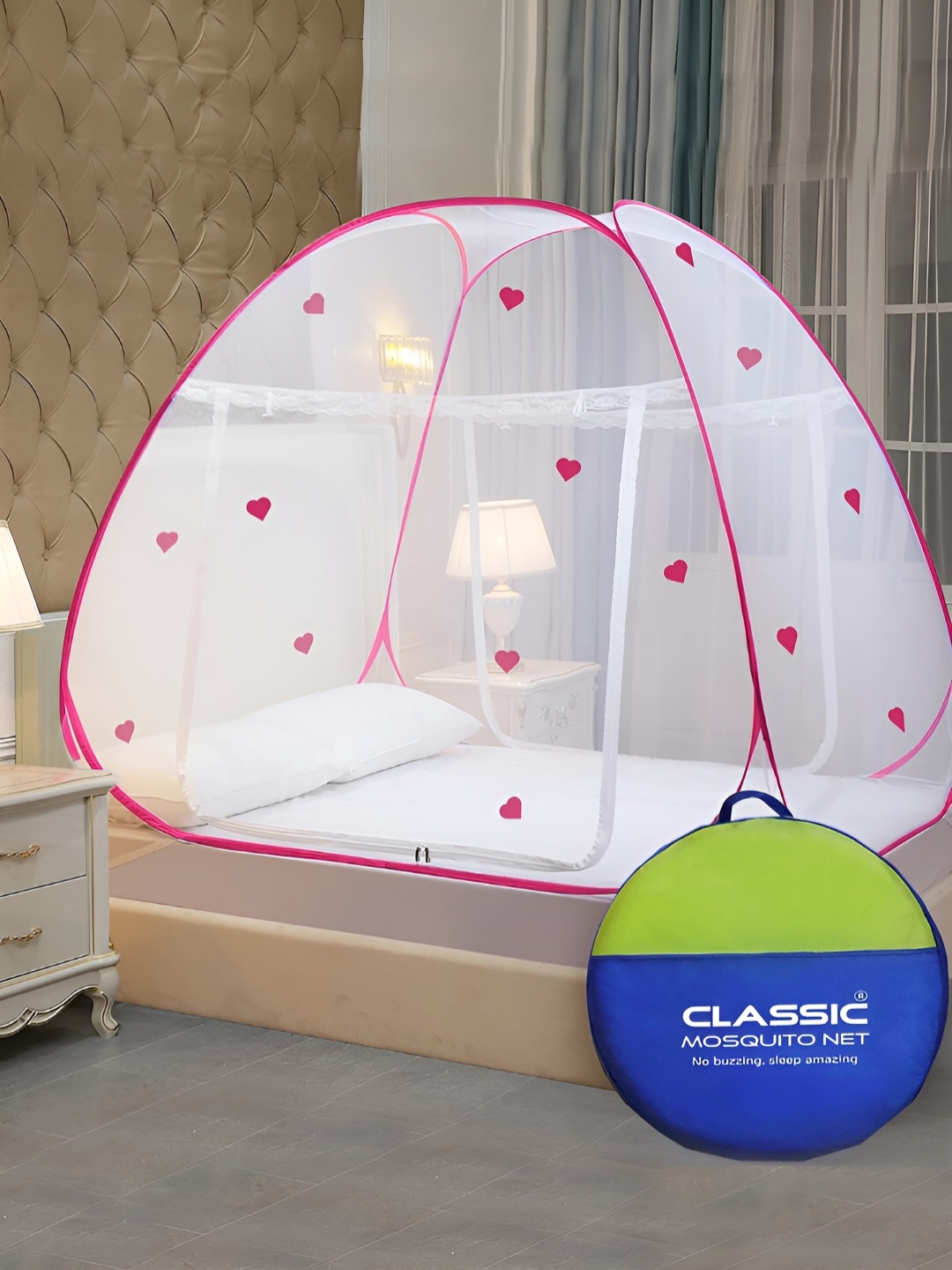 

Classic Mosquito Net Pink & Transparent Queen Size Tent Mosquito Net