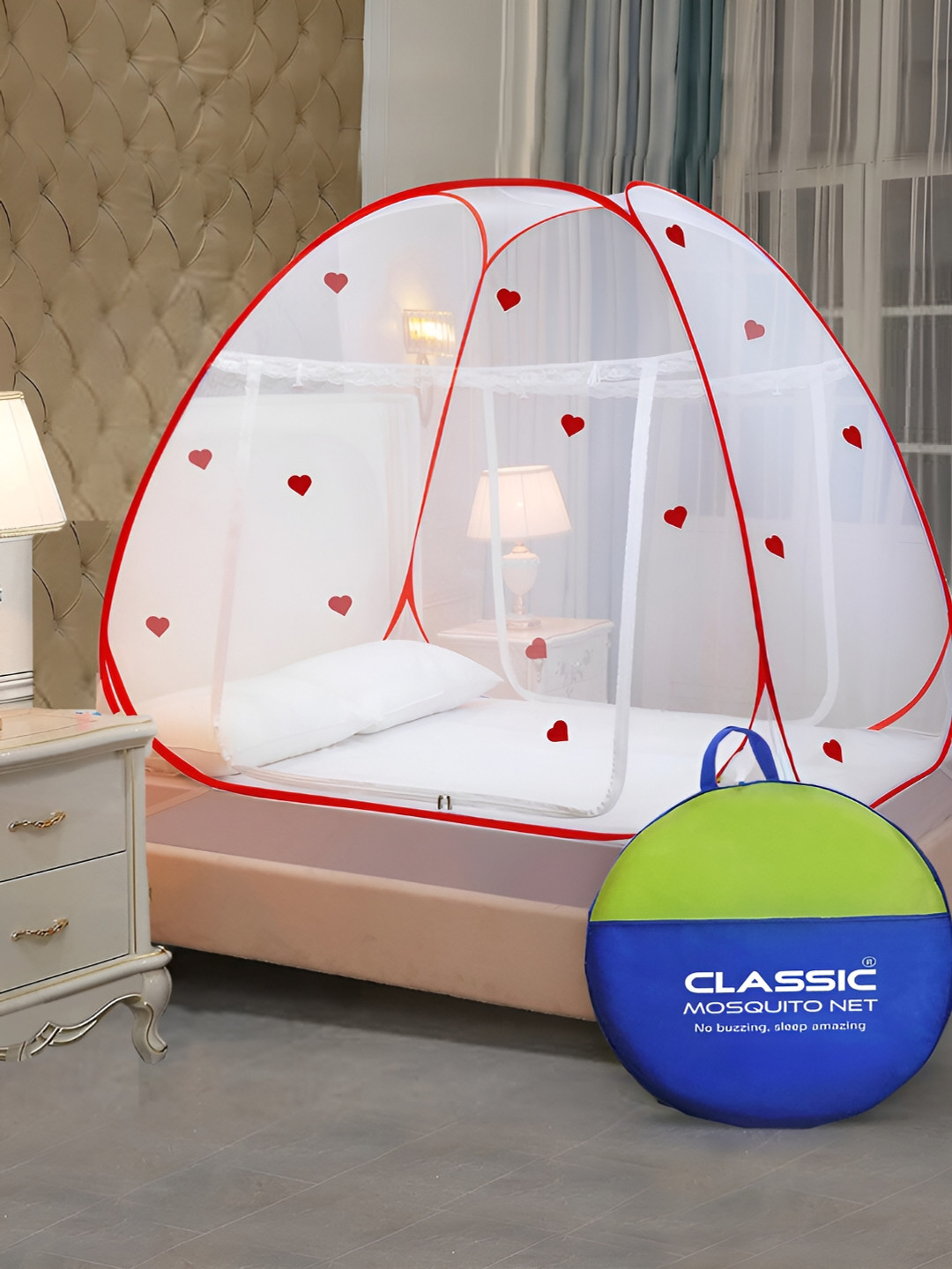 

Classic Mosquito Net Red & Transparent Queen Size Tent Mosquito Net