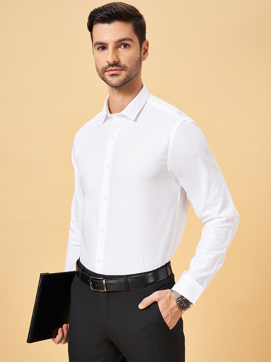 

Peregrine by Pantaloons Slim Fit Pure Cotton Formal Shirt, White