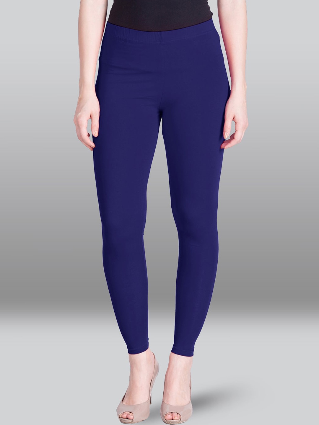 

LYRA Mid-Rise Cotton Warm Ankle-Length Leggings, Navy blue