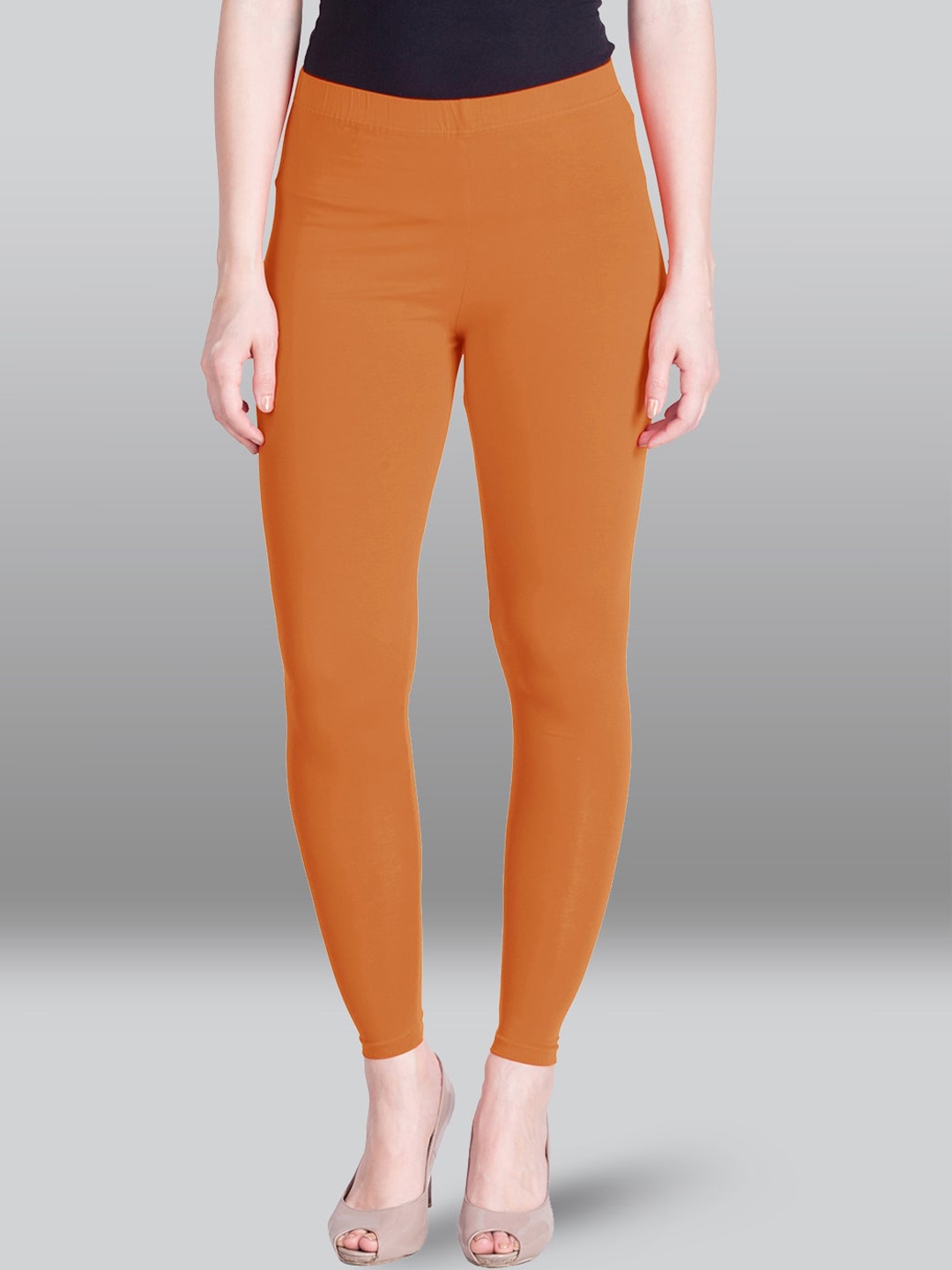 

LYRA Ankle Length Cotton Leggings, Rust