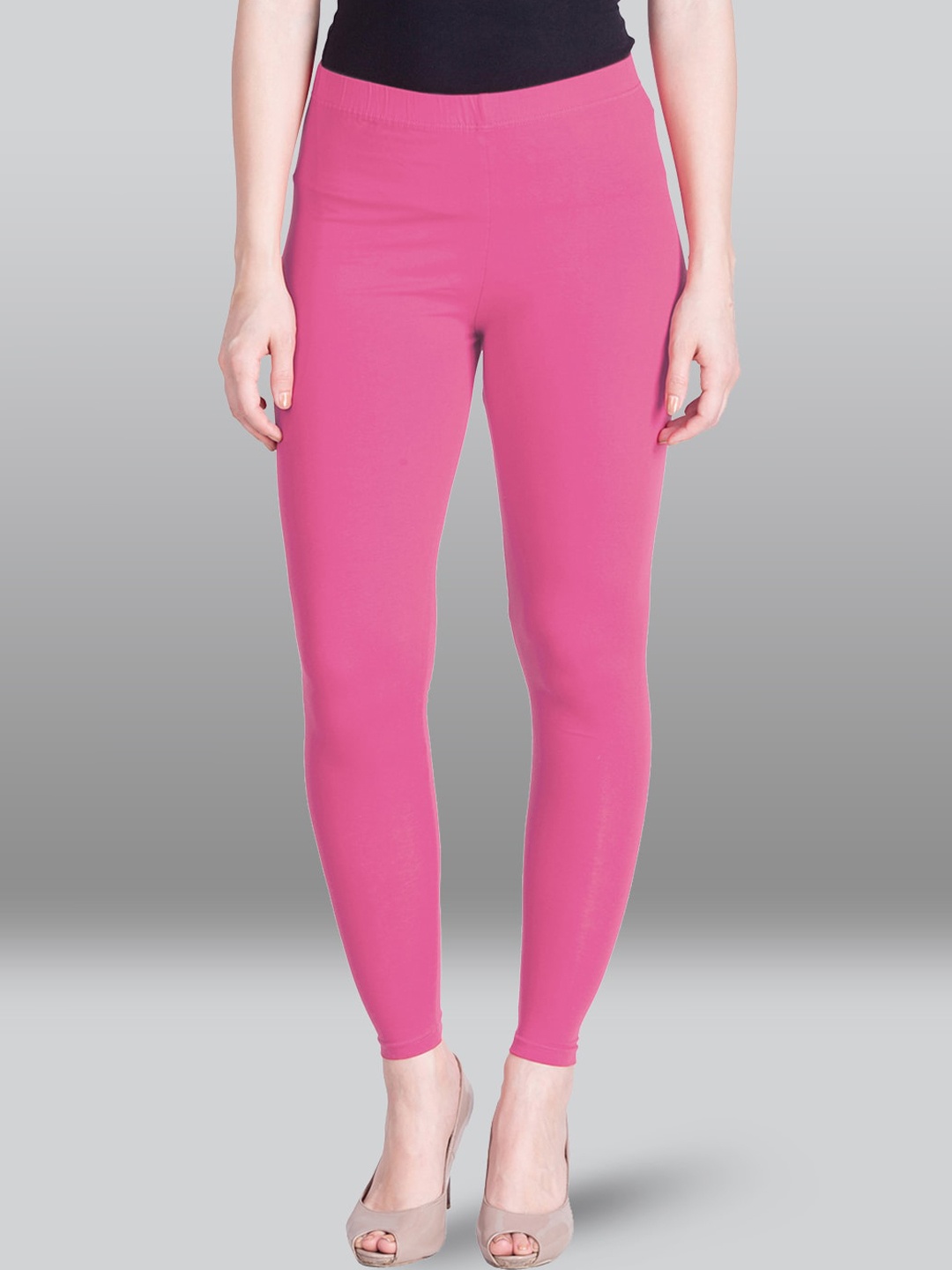 

LYRA Mid-Rise Cotton Warm churidar-Length Leggings, Pink