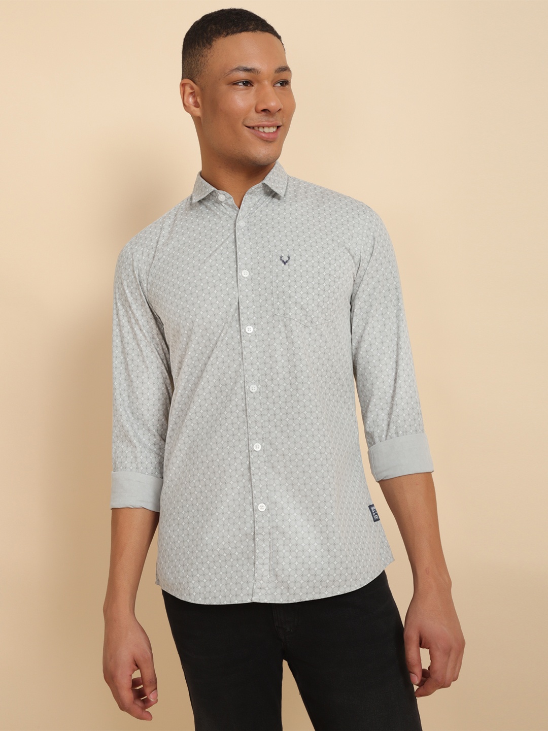 

Allen Solly Geometric Printed Pure Cotton Casual Shirt, Grey