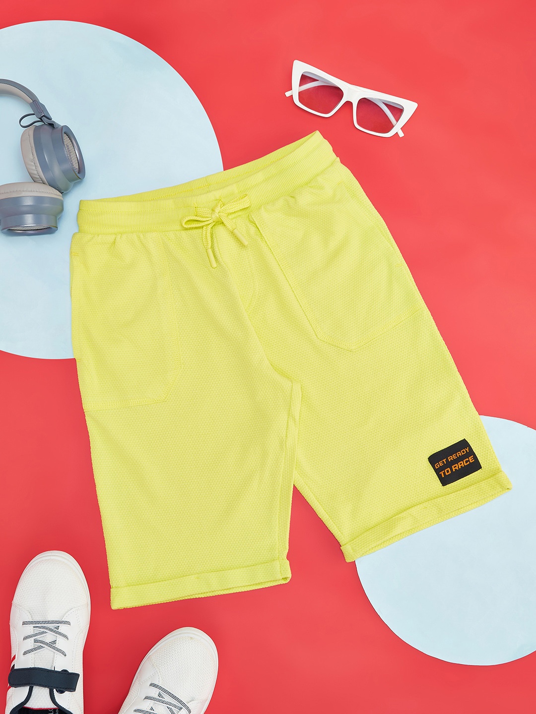 

Pantaloons Junior Boys Mid Rise Pure Cotton Shorts, Yellow
