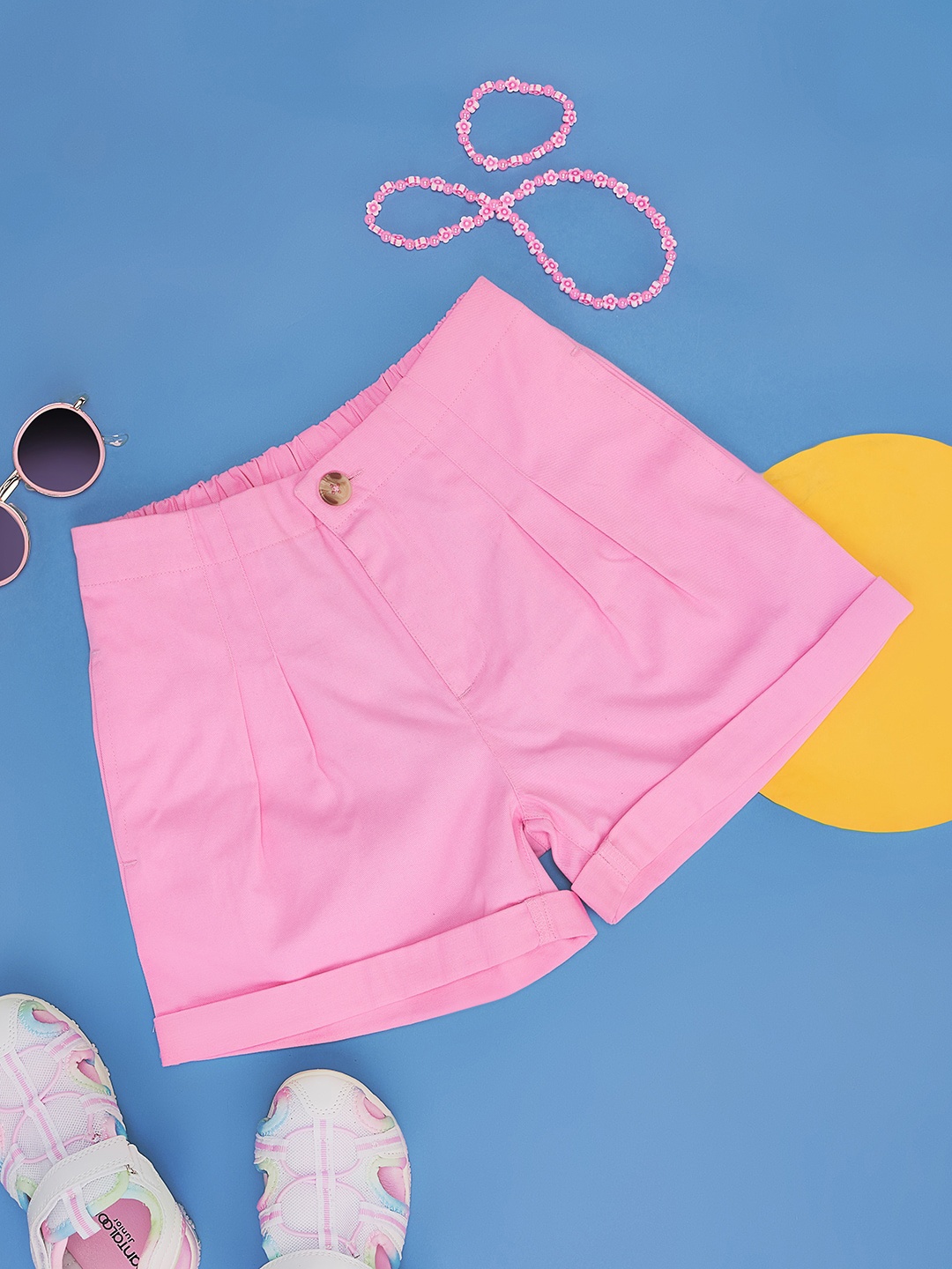 

Pantaloons Junior Girls Mid Rise Shorts, Pink