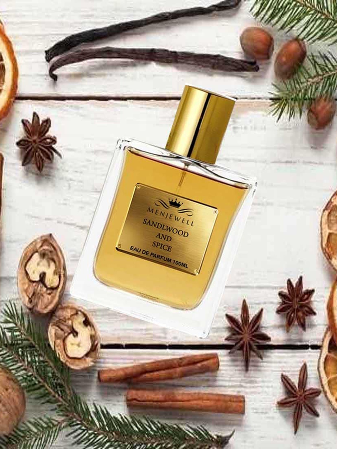 

Menjewell Men Sandalwood & Spice Long Lasting Eau De Parfum - 100ml, Gold