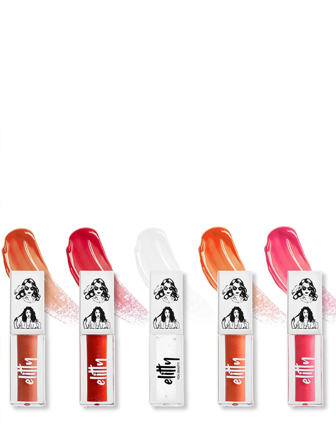 

Elitty Jelly Set Of 5 Lips Lip Gloss For High Shine - 4ml Each - Liplove, Pink
