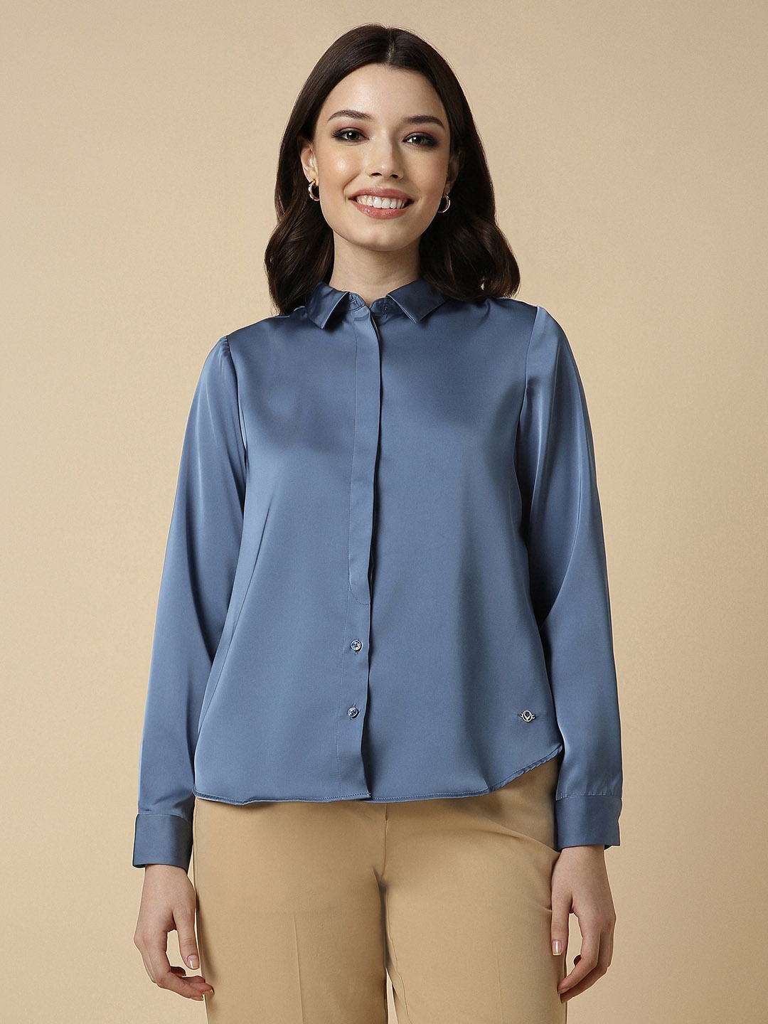 

Allen Solly Woman Spread Collar Formal Shirt, Blue