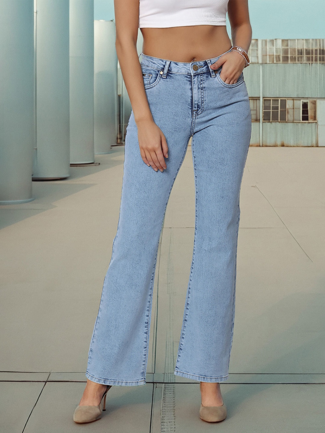 

Flying Machine Women Bootcut Clean Look Stretchable Jeans, Blue