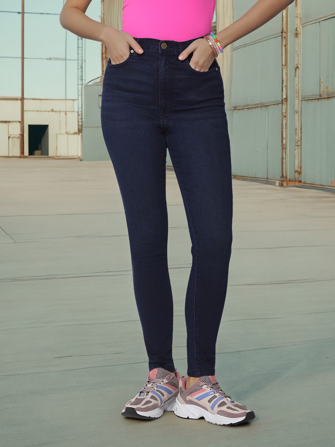 

Flying Machine Women Skinny Fit High-Rise Stretchable Jeans, Blue