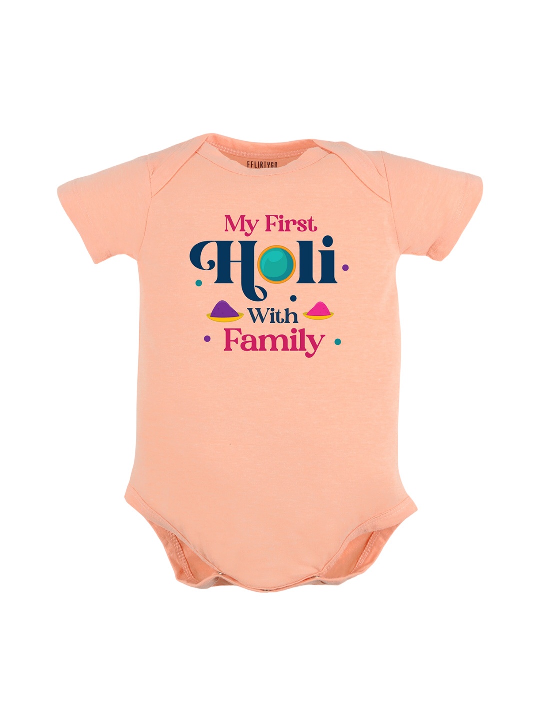

FFLIRTYGO Infants Typography Printed Pure Cotton Bodysuit, Peach