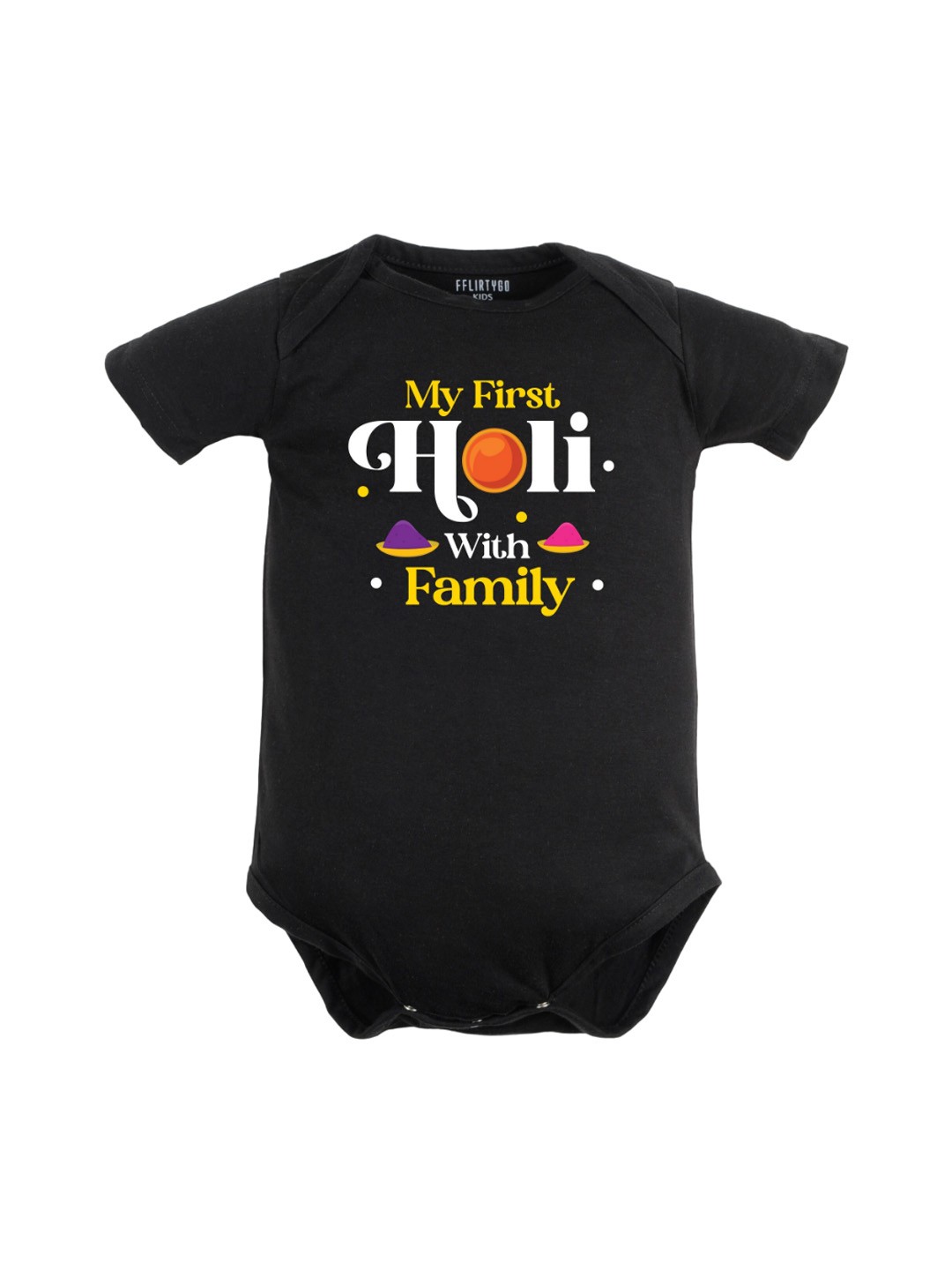 

FFLIRTYGO Infants Kids Printed Cotton Bodysuit, Black