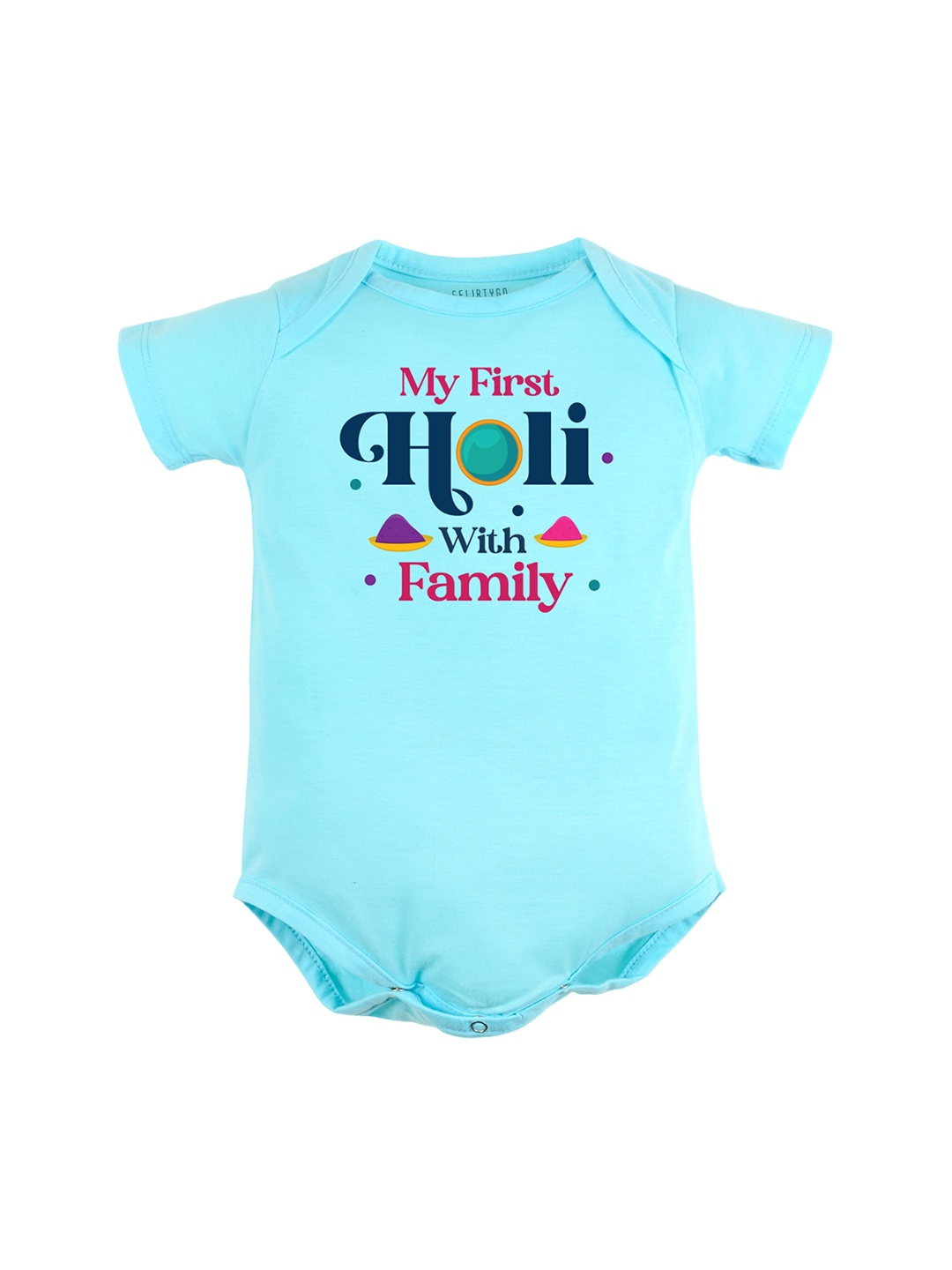 

FFLIRTYGO Infants Typography Printed Cotton Bodysuit, Turquoise blue