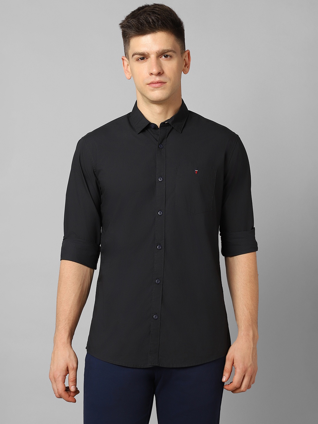 Louis Philippe Jeans Slim Fit Pure Cotton Casual Shirt, Black
