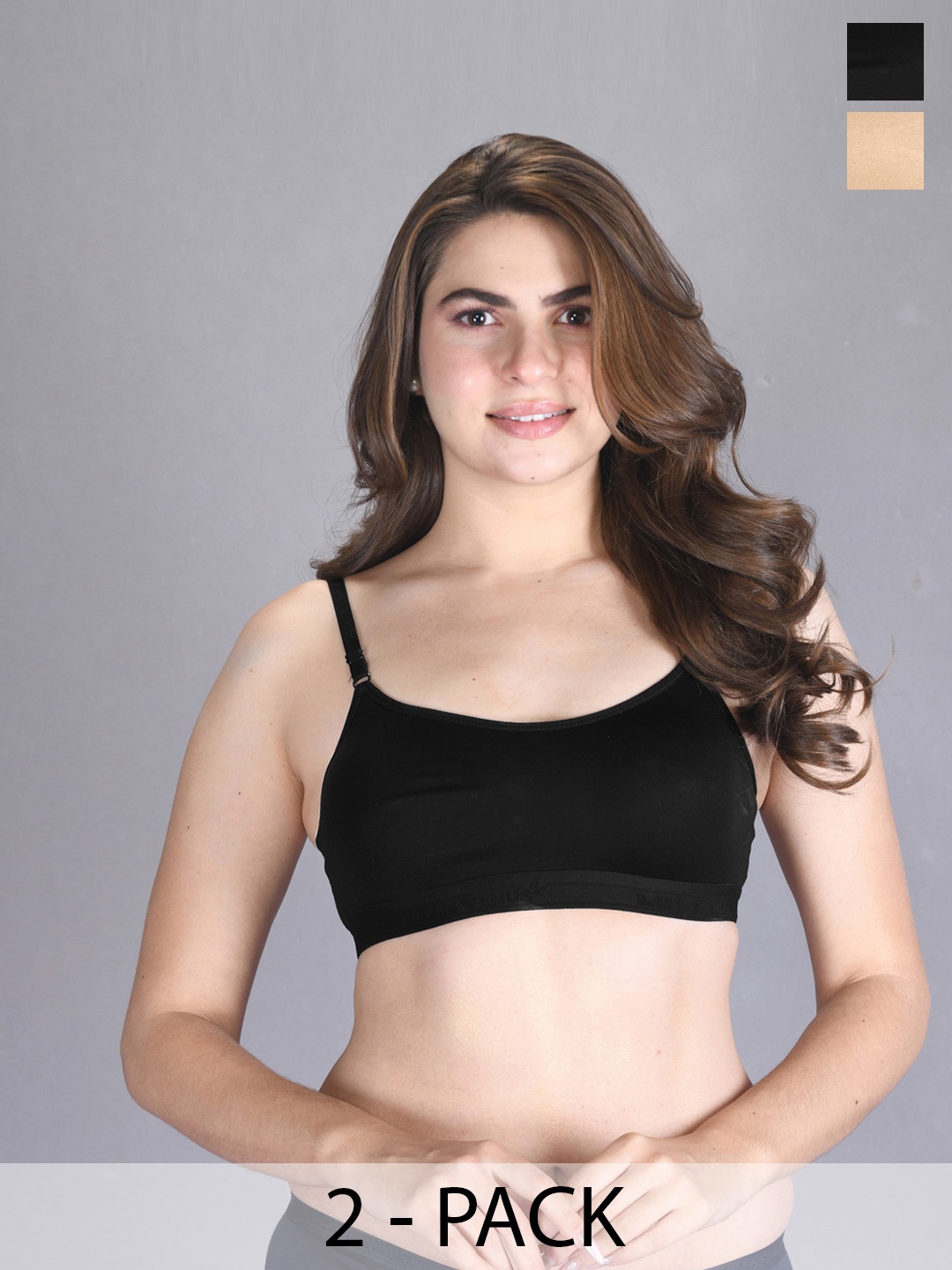 

LUX VENUS Pack of 2 Full Coverage Cotton Workout Bra With All Day Comfort, Beige