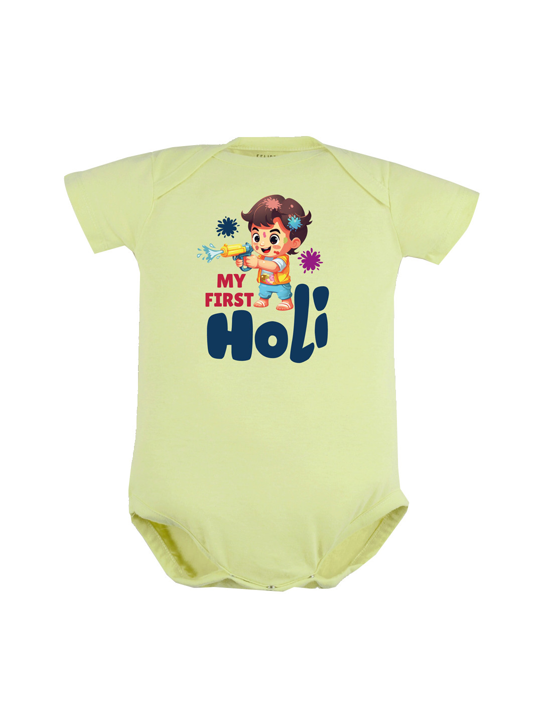 

FFLIRTYGO Infants Holi Special Printed Cotton Bodysuit, Green