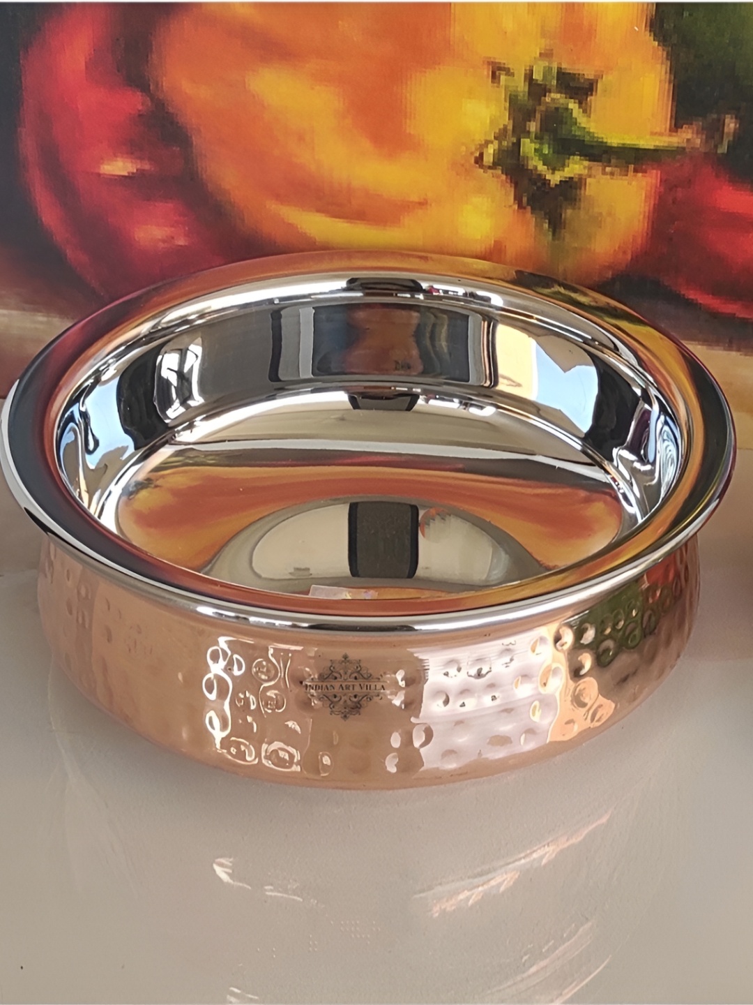

INDIAN ART VILLA Brown Stainless Steel Serving Handi 300 ml